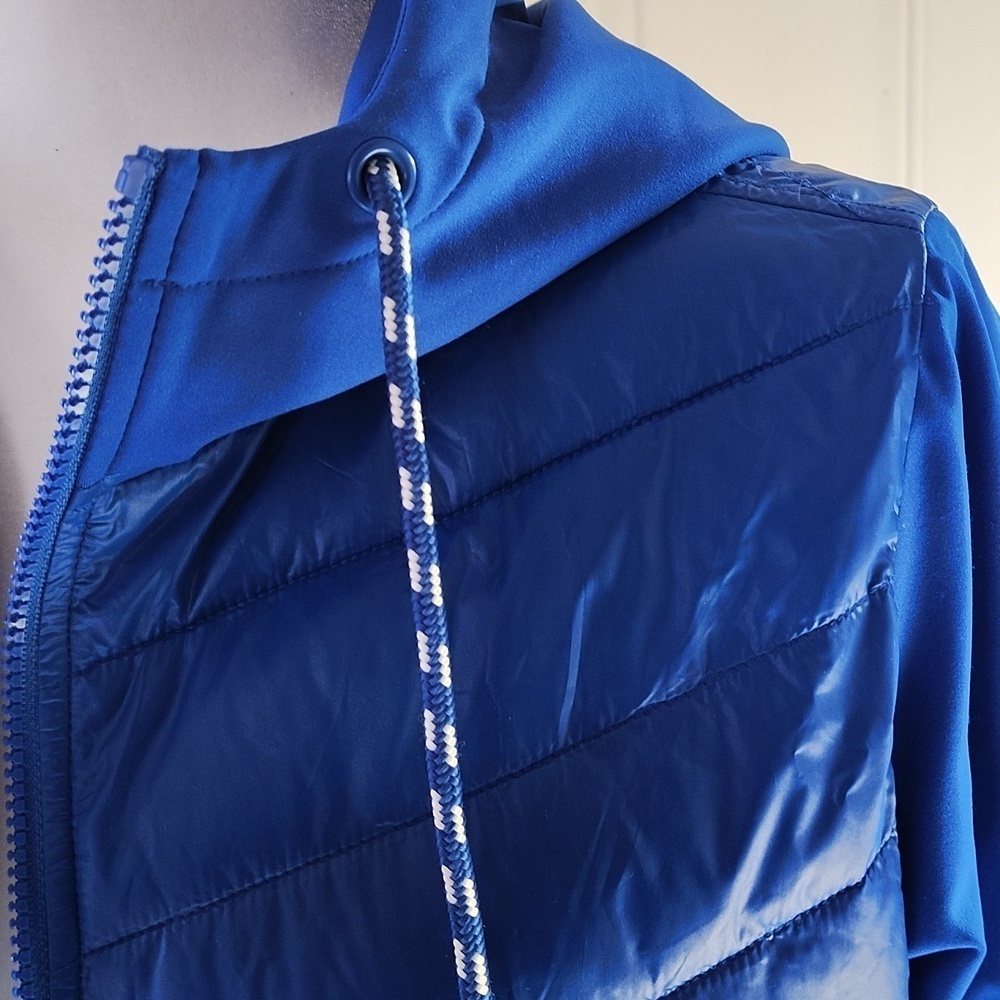 Lou & Grey Chevron Hooded Puffer Jacket Cobalt Blue M - Picture 5 of 13